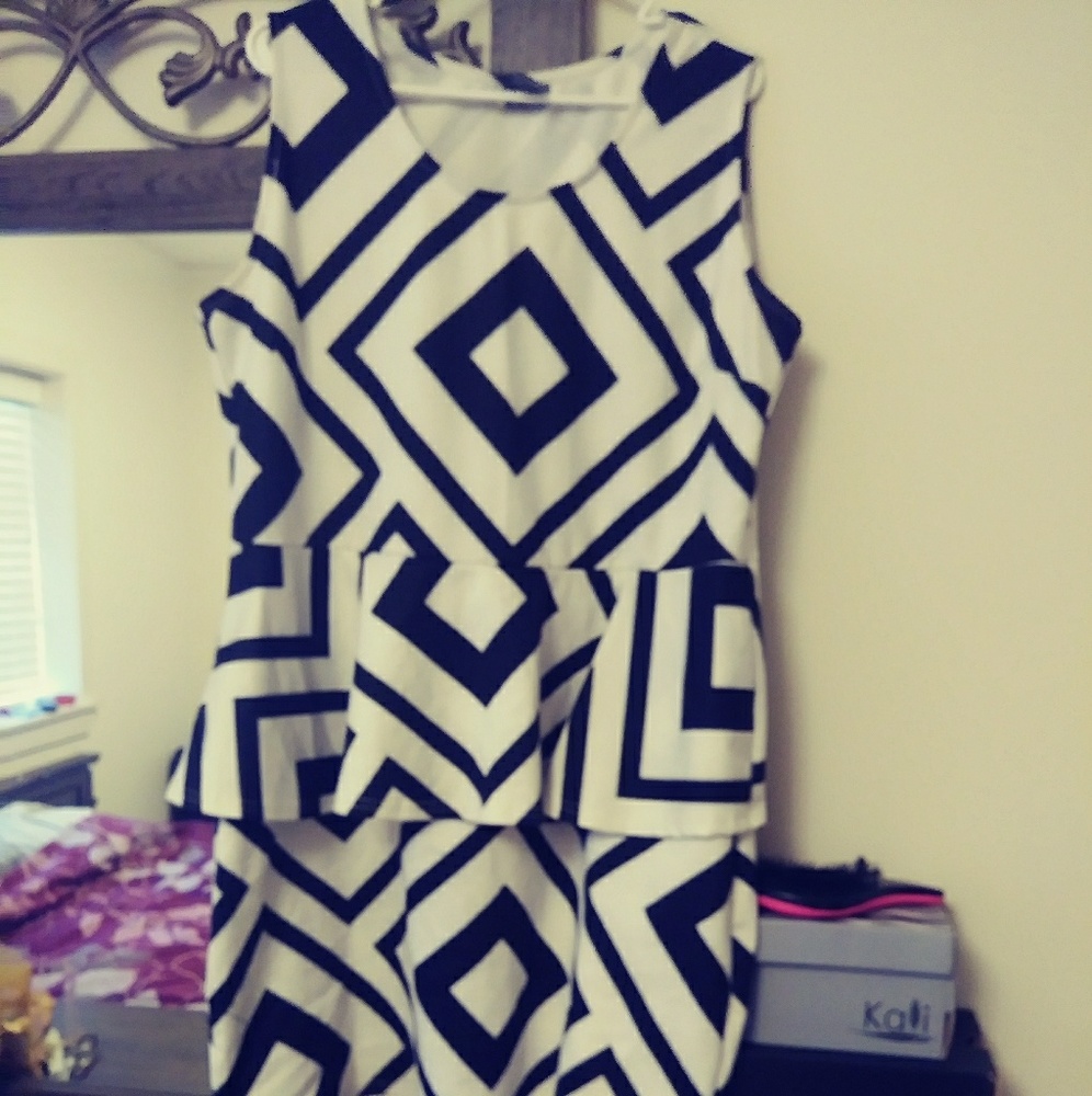 Black and white knee length dress